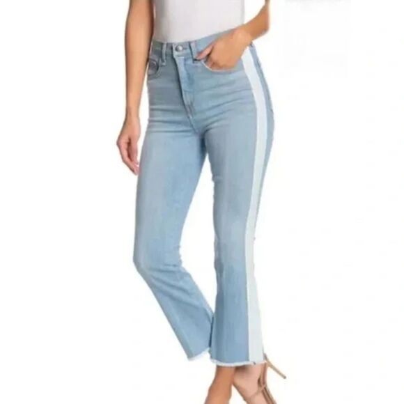 Veronica Beard 11" Carly Kick Flare Side Striped Jeans Light Wash Size 25 - Picture 1 of 12
